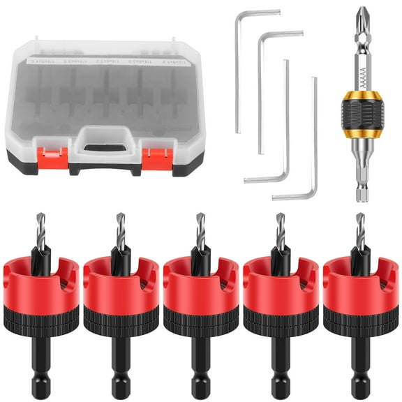 Sutowe Steel Countersink Drill Bit Set Easy to Install Counterbore Hole Drill Bit With Adjustable Depth Stop for Woodworking