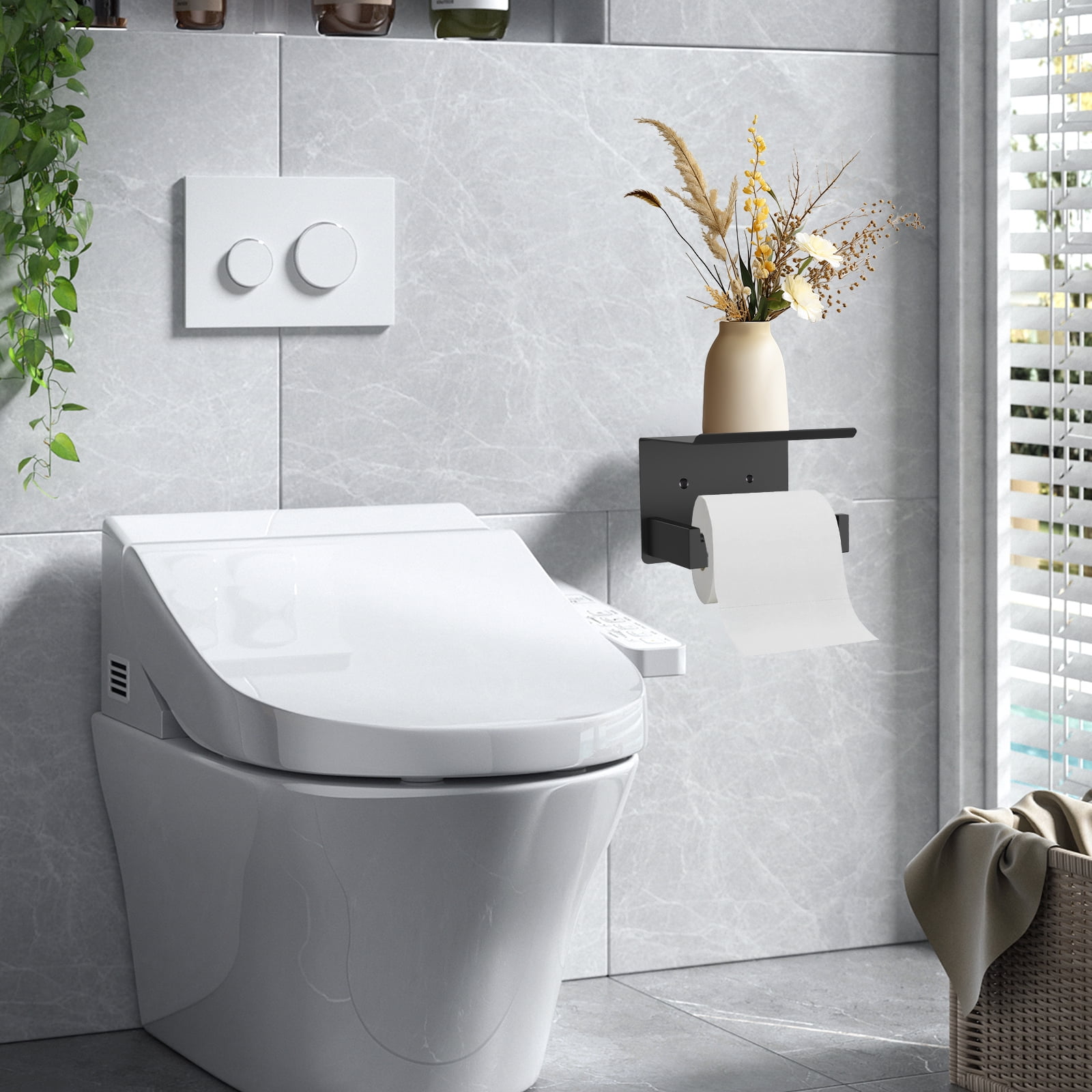 Matte Black Recessed Toilet Paper Holder - Wall Mount Stainless Steel Hidden TP Roll Holder, Easy Install - View #13