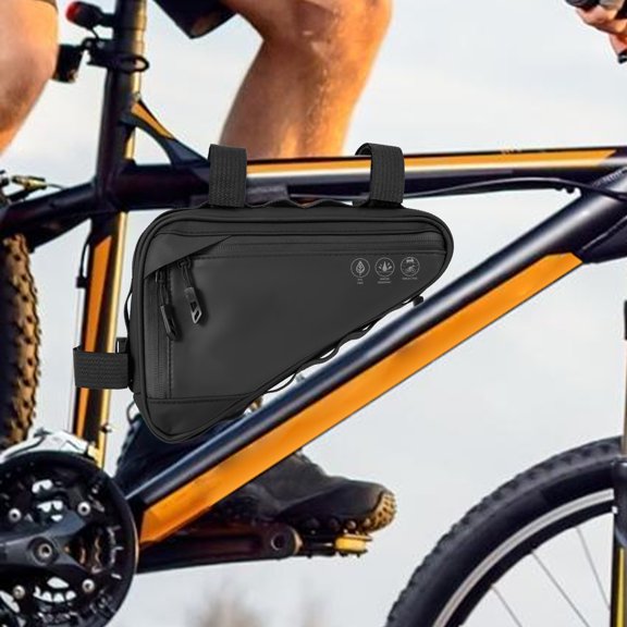 Sutowe Waterproof Bike Frame Storage Bag Enduring Bicycle Triangle Bag with Two Side Pocket Reflective Bicycle Triangle Frame Pouch for Bike