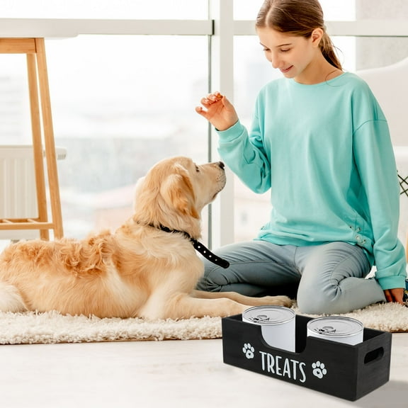 Sutowe Wood Dog Treat Container Large Capacity Dog Food Storage Holder Practical Cat Treat Container Pet Accessories for Pet Food Storage