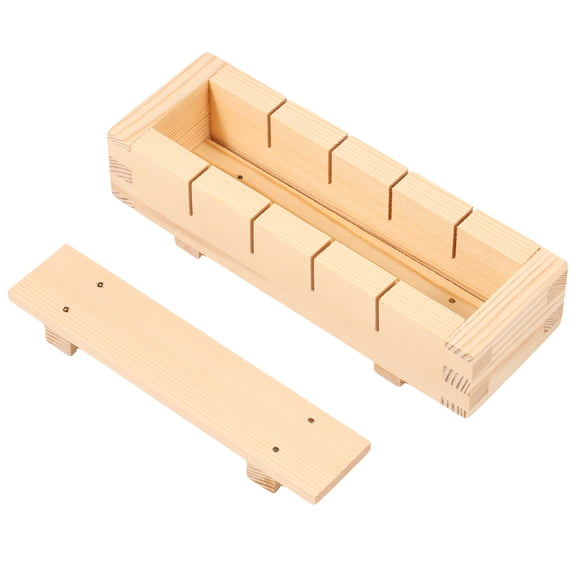 Sutowe Wood Sushi Press Mold with/without Slots Rectangular Oshizushi Press Mold Smooth Oshizushi Mold Box Practical Sushi Rice Roll Mold for Home Kitchens Restaurants