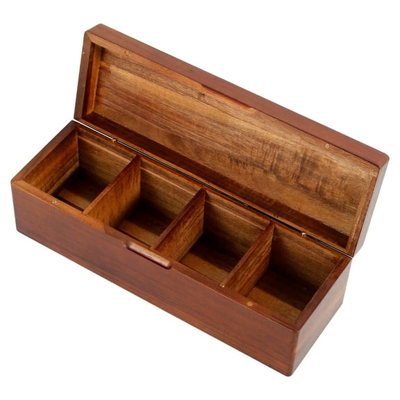 Sutowe Wood Tea Bag Organizer with Lid and 4/8 Compartments Elegant Tea Packet Storage Box Practical Sugar Packet Holder for Countertop