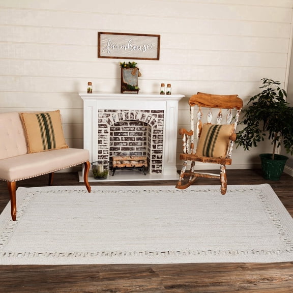 SutraRachna Tassel Tapestry Rug, 6'x4' - Snowflake Swirl | Off-White, High Traffic, Stain Resistant, Easy Clean, Durable Area Rug for Bedroom, Living Room, Dining, Den, Foyer, Entryway