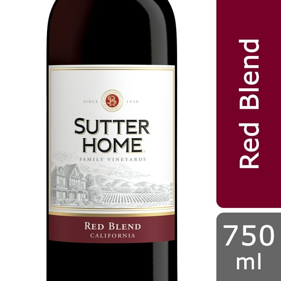 Sutter Home California Red Blend Wine, 750 ml Glass Bottle, 13.5% ABV