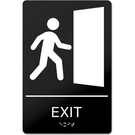 Sutter Signs Exit Sign with Braille - 9x6" ADA Compliant ABS Plastic Exit Route Sign & Self Adhesive Business Evacuation Plaque