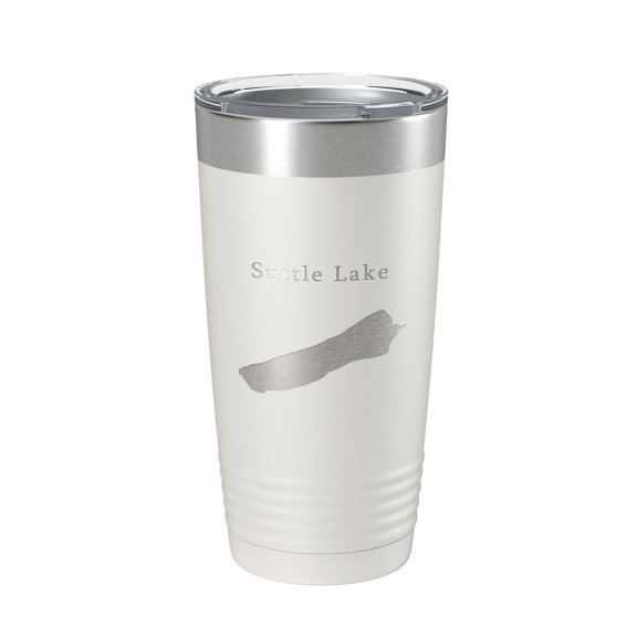 Suttle Lake Map Tumbler Travel Mug Insulated Laser Engraved Coffee Cup Oregon 20 oz White