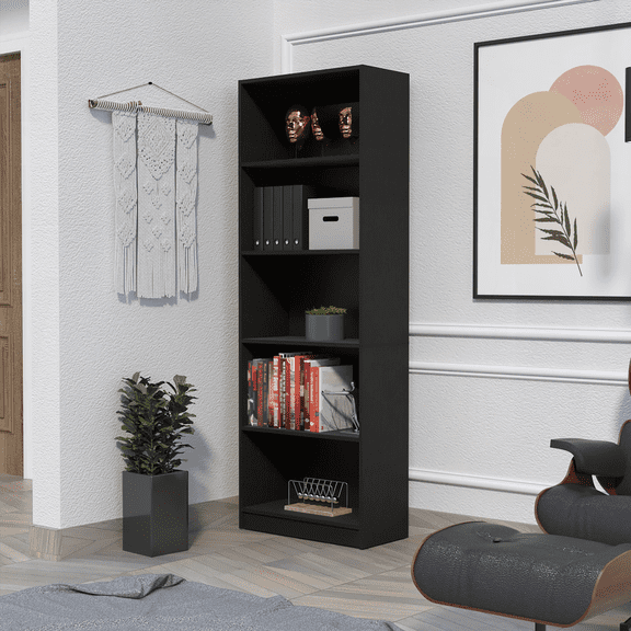 Sutton 5-Tier Modern Bookcase – Space-Saving Storage for Home Office & Living Room
