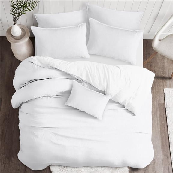Sutton Duvet Cover & 2 Pillow Shams Set, White - Super King Size - 3 Piece