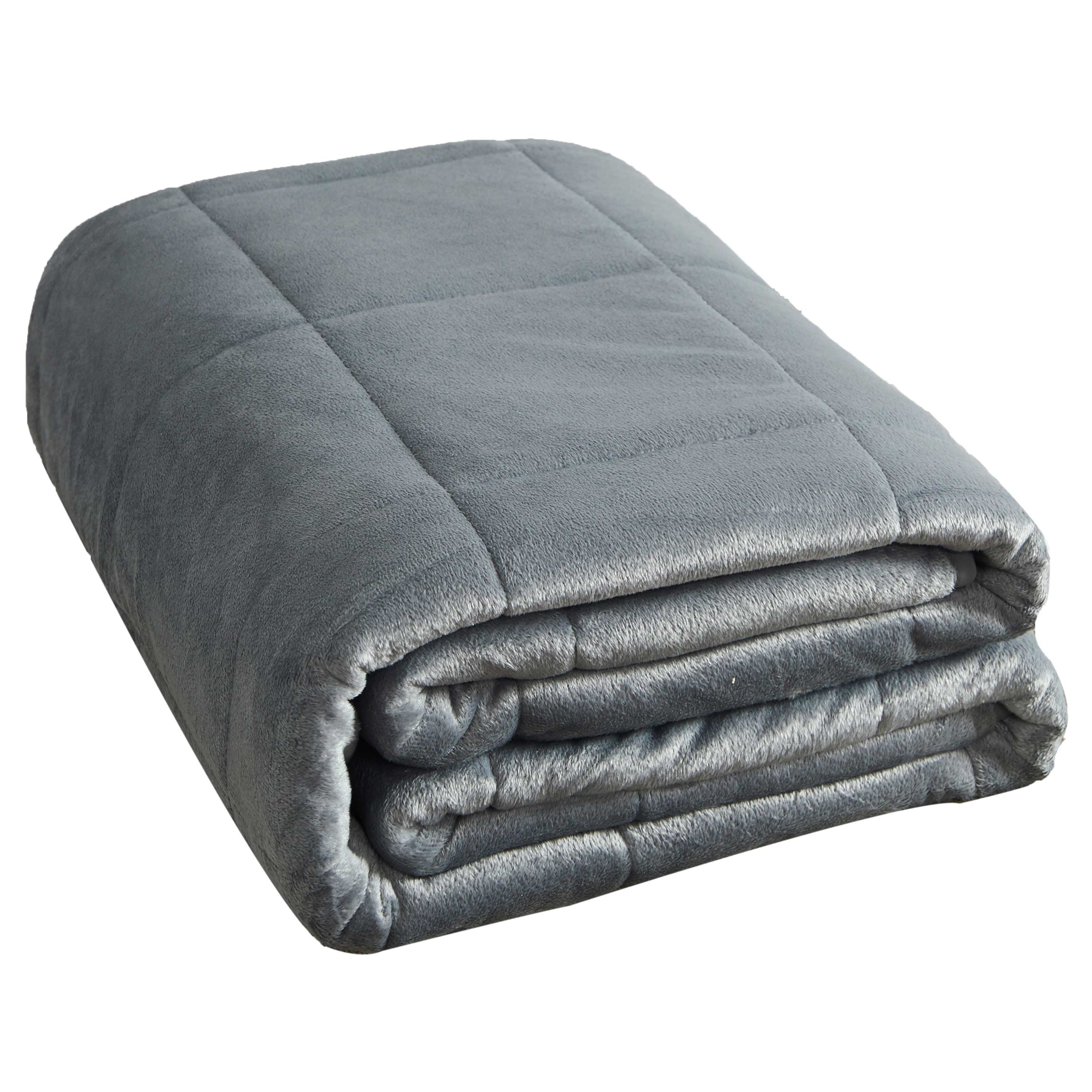 Sutton Home Fashions Faux Mink 15 lb Weighted Blanket, 48"x72", Silver