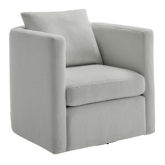 Sutton Light Grey Swivel Barrel Chair with Performance Fabric, Reversible Cushion and 360-Degree Rotation for Living Room