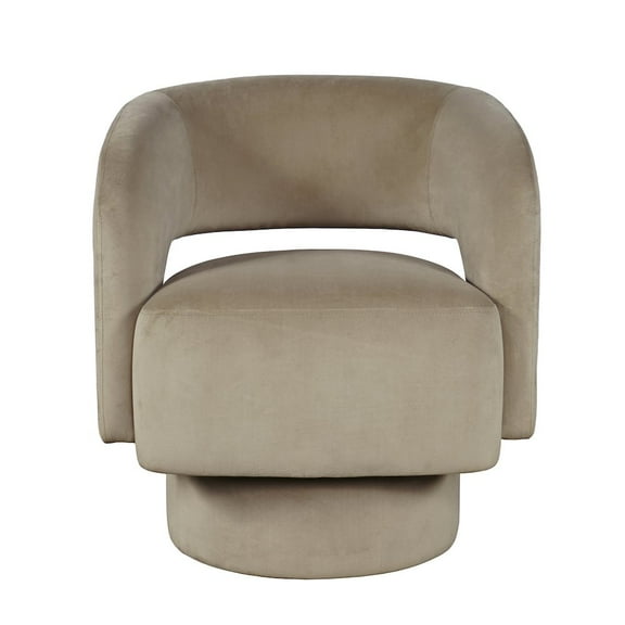 Sutton Mid-Century Modern Upholstered Split-Back Curved Sculpture Swivel Accent Chair