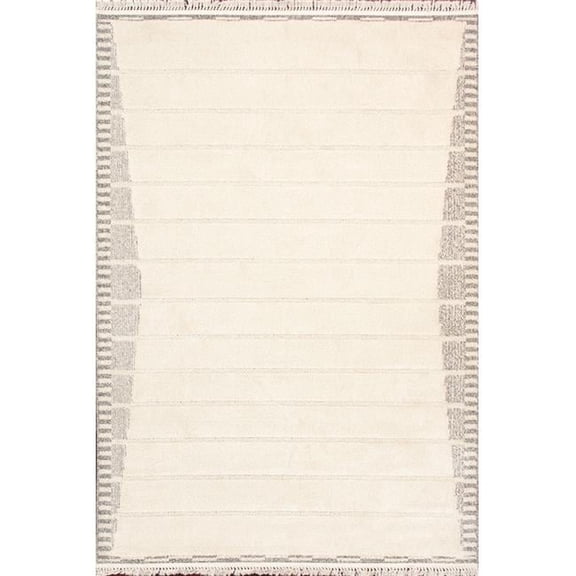 Sutton Polypropylene & Polyester Striped Area Rug- Ivory - 4' 0' X 6' 0'