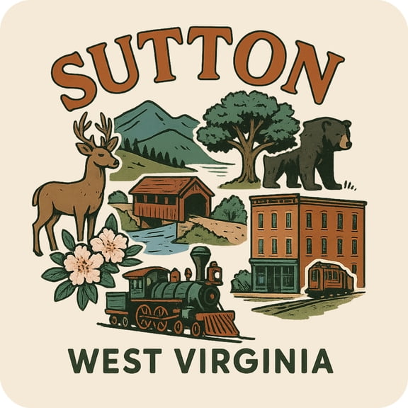 Sutton West Virginia Keepsakes Souvenir Vinyl Sticker – Destination Travel Keepsake Collectible (3-Inches Wide)