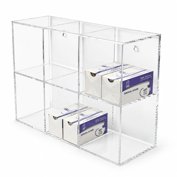 Suture Rack, Double Layer 6 Slot Thread Organizer, Clear Acrylic Wall-Mounted Storage for Clinics