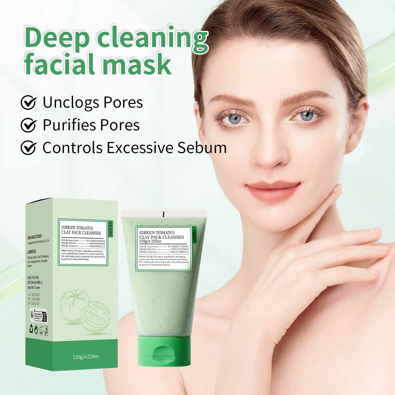 Suuhou Fully Green Tomato Clay Pore Cleanser Purifying with 49 Green Tomato Extract Sebum