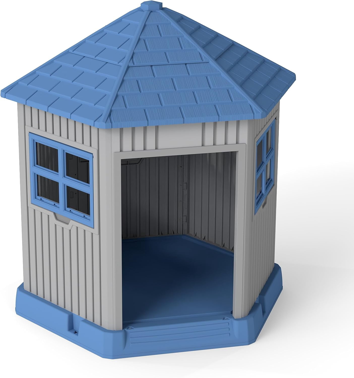 VIXZEN Large Dog House Outdoor, Barn-Style Outside Dog House with Waterproof Material & Openable Window, All-Weather Pet Shelter for Large Breeds (Blue)