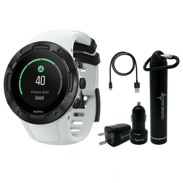 Suunto 5 Multisport Watch G1 SS050446000 with Wearable4U Power Pack (White Black)