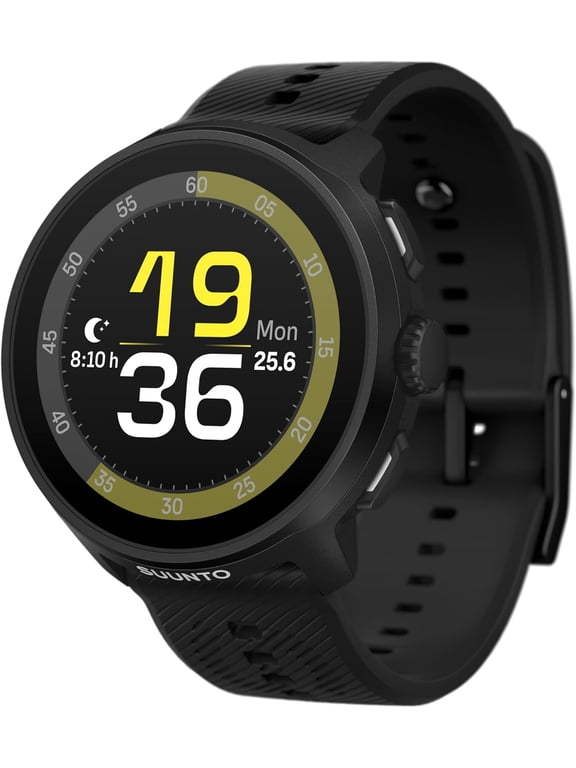 Run GPS Sports Watch with AMOLED Touchscreen, Heart Rate and Sleep Tracker - Black, Silicone Strap