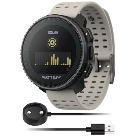 Suunto Vertical Unisex Solar Watch, 49mm Case Diameter, Stainless Steel Bezel, Sand Silicone Strap, One Size