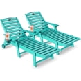 thumbnail image 1 of Lounge Chairs Outdoor Set of 2 HDPE Chaise Lounge Chairs with Wheels 6 Positions Cup Holder for Patio Pool Blue, 1 of 8