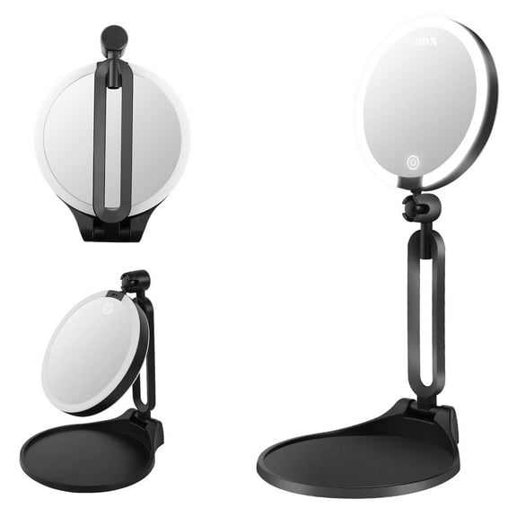 Suupvaor Magnifying Mirror with Light 30X/1X, Double Sided Travel Makeup Mirror with Lights and Magnification, 3 Colors Dimming Lighting, Rechargeable Large Size of 6inch, Foldable Design, 360Angle