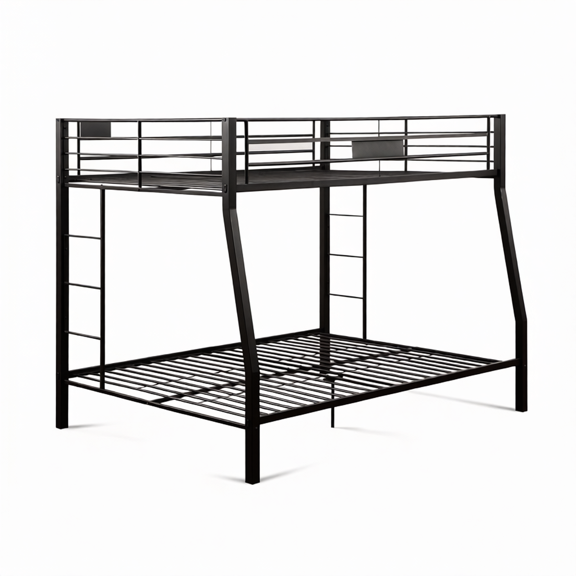 Suvantis Limbra Sandy Black Full XL over Queen Metal Bunk Bed with Built-In Double Side Ladder