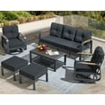 thumbnail image 1 of Suvivityse 6-Pcs Aluminum Patio Furniture Set with coffee table Outdoor Luxury Conversation Sofa Set include adjustable 3-seater Sofa, 2 Swivel Chair , 2 Ottoman for Balcony, Garden, Poolsid （Grey）, 1 of 8