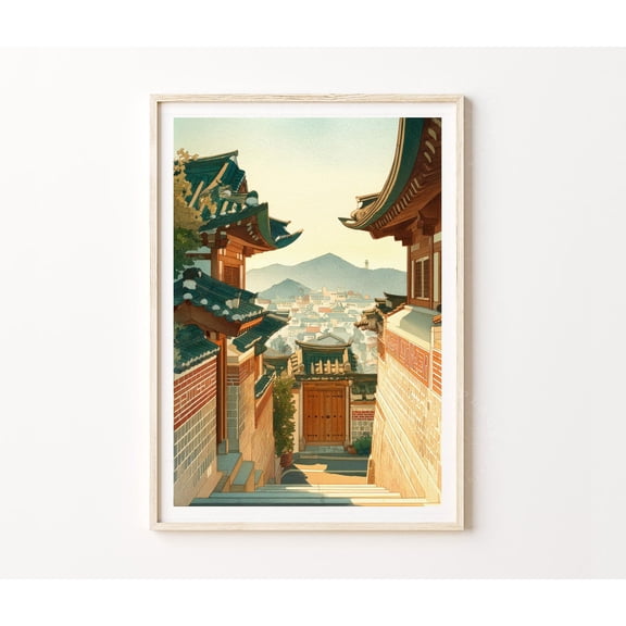 Suwon South Korea Hwaseong Fortress Historic Wall Art, Unframed Paper Poster 8x10in