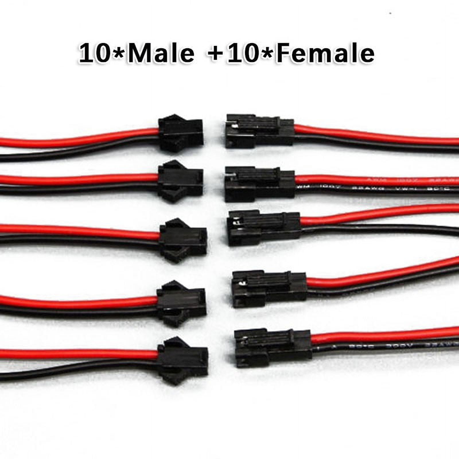 Suyin 10 Pairs JST-XH 2.54mm 1S 2 Pin Balance Plug Lead Socket Male and  Female Connector with 10cm Silicone Wire Cables