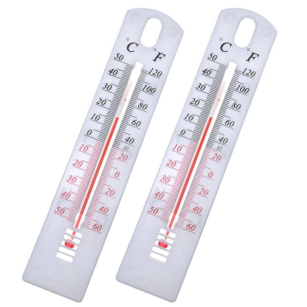 1.69 inch Mini Indoor Outdoor Thermometer Celsius/ Fahrenheit Temperature Monitor, Silver 2 Pack