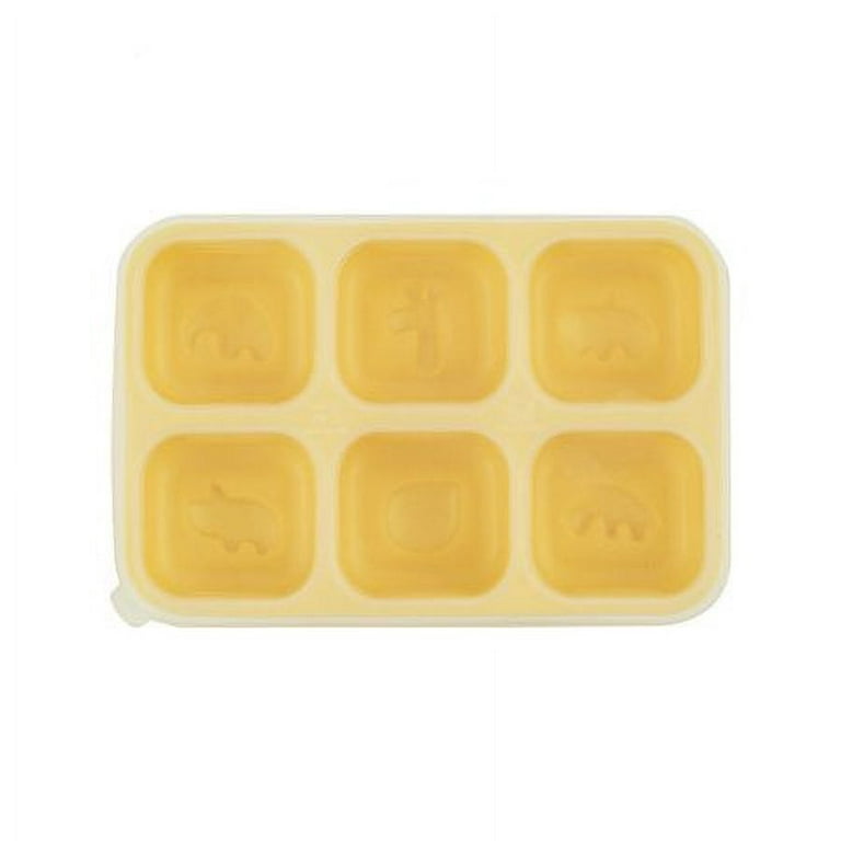 Suyin Silicone Food Molds,Silicone Baby Food Freezer Tray,Food Storage  Container with Lid,Yellow 