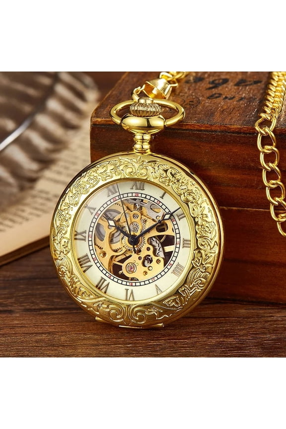 Suytable Vintage Mechanical  Skeleton Pocket Dress Watch