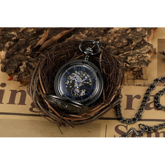 Suytable Vintage Mechanical  Skeleton Pocket Dress Watch
