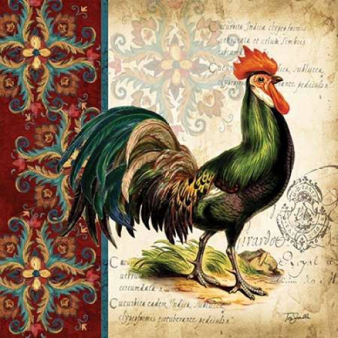 Suzani Rooster I Canvas Art - Tre Sorelle Studios (24 x 24)
