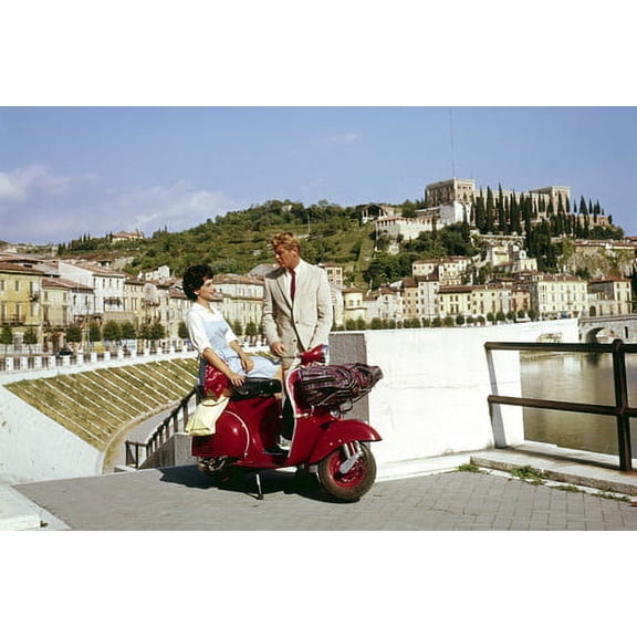 Suzanne Pleshette Troy Donahue Rome Adventure 24x36 Poster Vespa Scenery