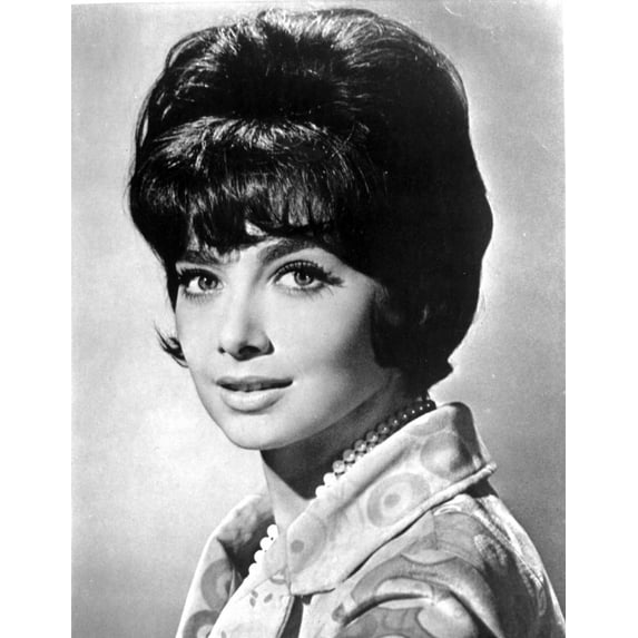 Suzanne Pleshette wearing a Printed Blouse with Pearl Necklace Photo Print (24 x 30)