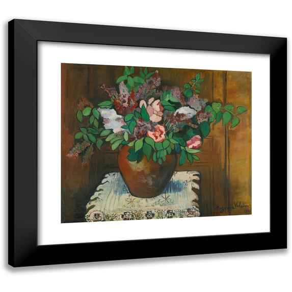 Suzanne Valadon 14x12 Black Modern Framed Museum Art Print Titled - Flower Vase (1921)