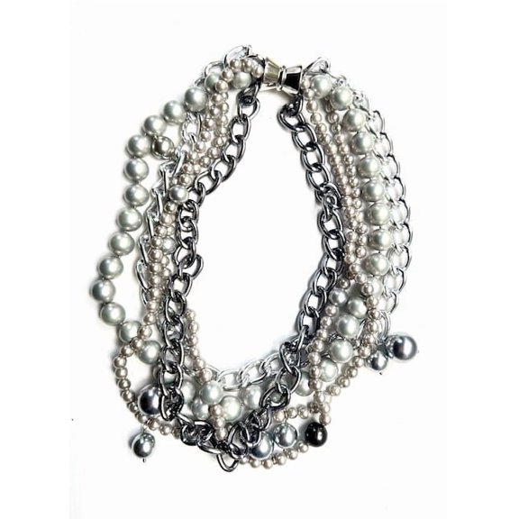 Suzannes Jewelry Multi-Strand Silver Shell Pearl Necklace, 21 inch, Women's, Adult