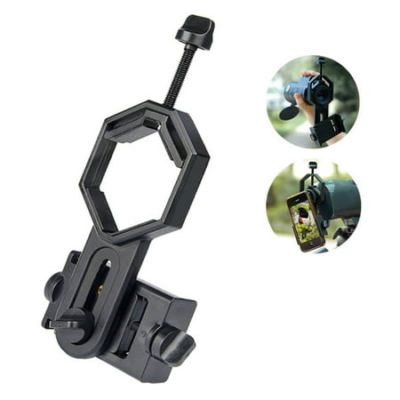 Suzicca Cellphone Telescope Adapter Mount Bracket Aluminum Alloy & Material Multifuctional Universal for Astronomical Binocular Monocular Spotting Scope Microscope Black