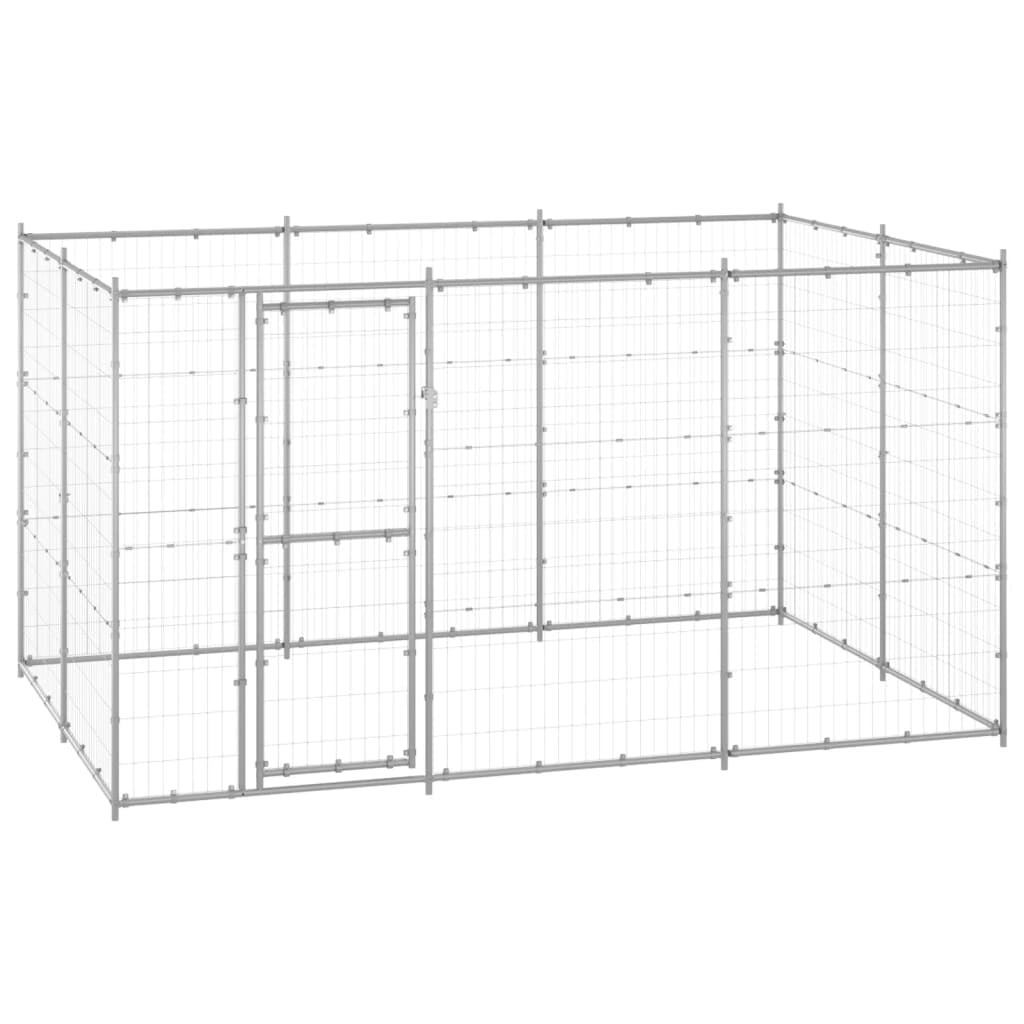 Large Silver Galvanized Steel Outdoor Dog Kennel