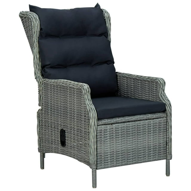 Suzicca Reclining Patio Chair with Cushions Poly Rattan Gray
