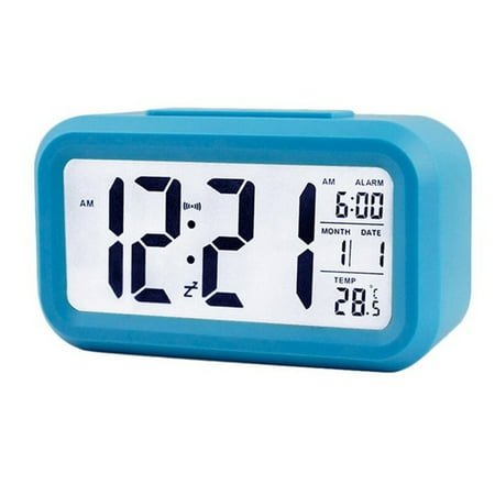 Suzicca Smart Digital with Date and Snooze Button on Battery Operated Rectangle Desk with Night for Bedroom Girls Boys