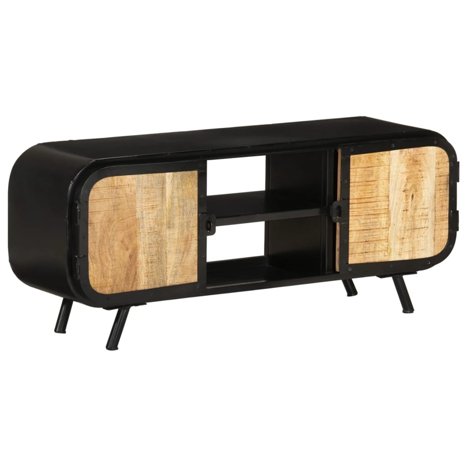 Vintage Industrial Rough Mango Wood TV Stand with Cabinet