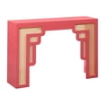 thumbnail image 1 of Suzie Coral Pink & Rattan Console Table, 1 of 6
