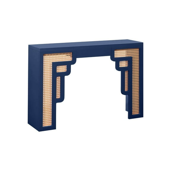 Suzie Navy & Rattan Console Table