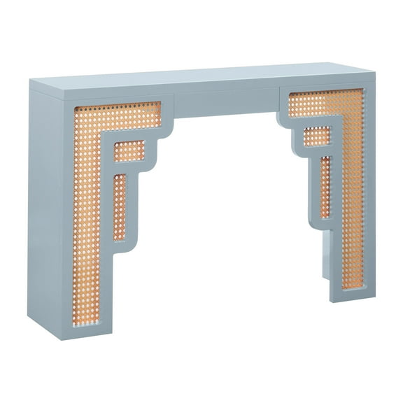 Suzie Pastel Blue & Rattan Console Table