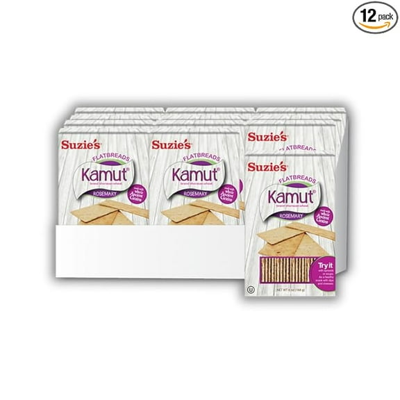 Suzie's Kamut Flatbreads with Rosemary, 4.5 Ounce Boxes (Pack of 12)