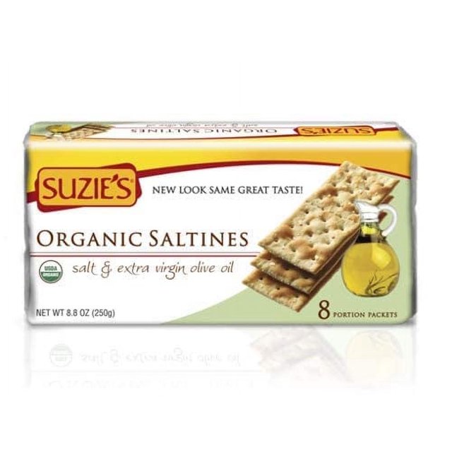 Suzie's, Organic Saltines Crackers, Salted w/ Extra Virgin Olive Oil