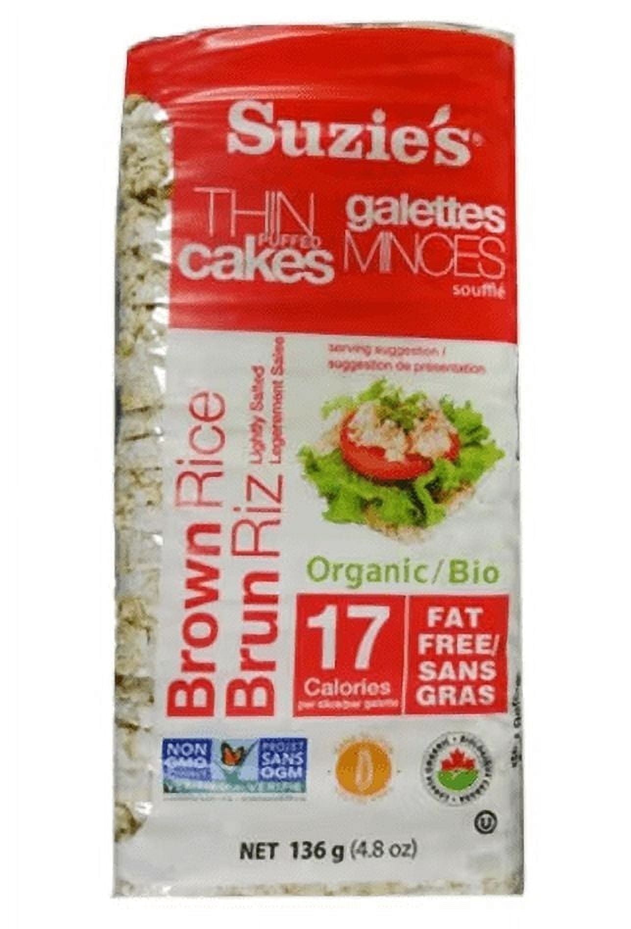 Suzie's Thin Puffed Cakes Gluten Free Brown Rice Lightly Salted 4.9 oz Pack of 3