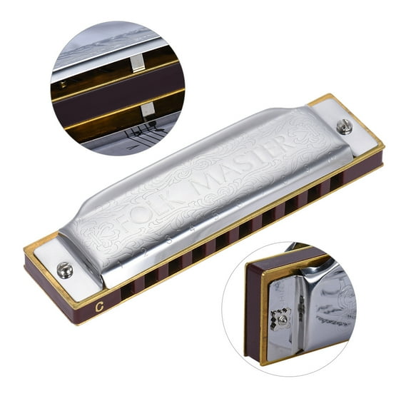 Suzuki 1072-C Folkmaster Standard 10-Hole Diatonic Harmonica Key of C 20 Tone for Beginner Student